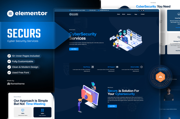 Securs  – Cyber Security Service Elementor Template Kit