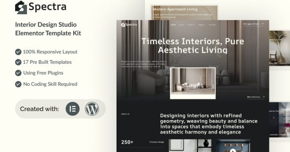 Spectra  – Interior Design Studio Elementor Template Kit
