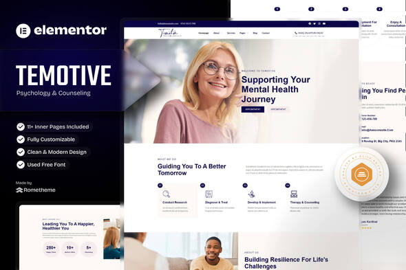 Temotive  – Psychology & Counseling Elementor Template Kit
