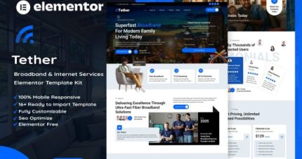 Tether - Broadband & Internet Services Elementor Template Kit