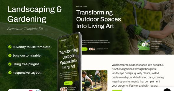 Verdina  – Landscaping & Gardening Elementor Template Kit
