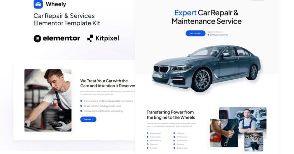 Wheely  – Car Repair & Services Elementor Template Kit