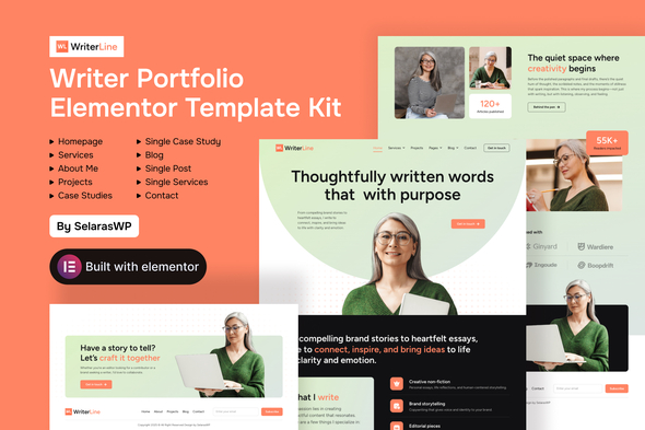 WriterLine  – Writer Portfolio Elementor Template Kit