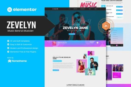 Zevelyn - Music Band & Musician Elementor Tempate Kit