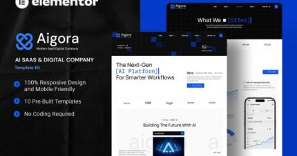 Aigora - AI Saas & Digital Company Elementor Template Kit