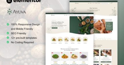 Ayuva - Ayurveda Treatment & WooCommerce Store Elementor Pro Template Kit