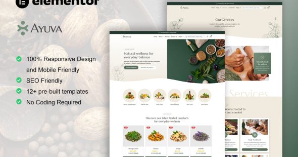Ayuva  – Ayurveda Treatment & WooCommerce Store Elementor Pro Template Kit