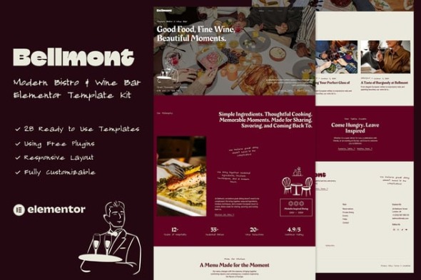 Bellmont – Modern Bistro & Wine Bar Elementor Template Kit