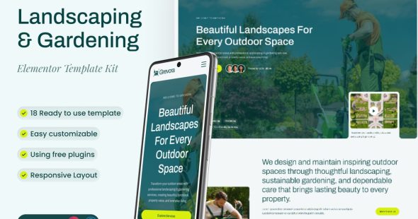Grevora  – Landscaping & Gardening Elementor Template Kit