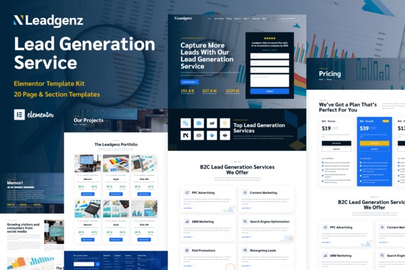 Leadgenz  – Lead Generation & Sales Agency Elementor Template Kit