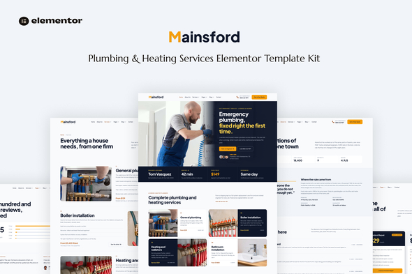 Mainsford  – Plumbing & Heating Services Elementor Template Kit