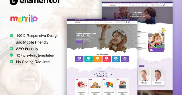 Merrilo  – Kids Toys Store WooCommerce Elementor Pro Template Kit