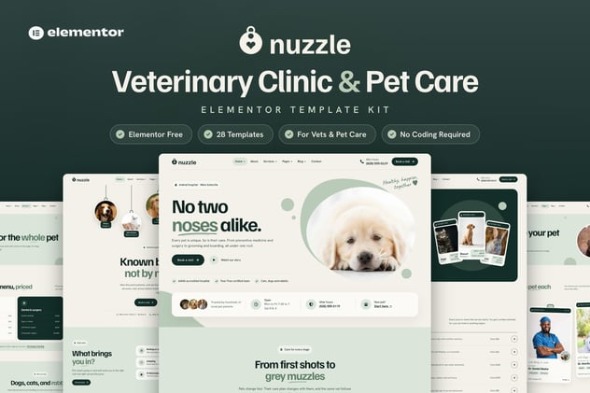 Nuzzle – Veterinary Clinic & Pet Care Elementor Template Kit