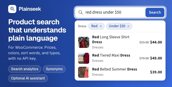 Plainseek 1.0.0 – AI Product Search for WooCommerce