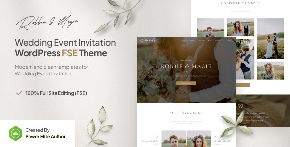 Robbie & Magie – Wedding Event Invitation FSE WordPress Theme 1.0.2