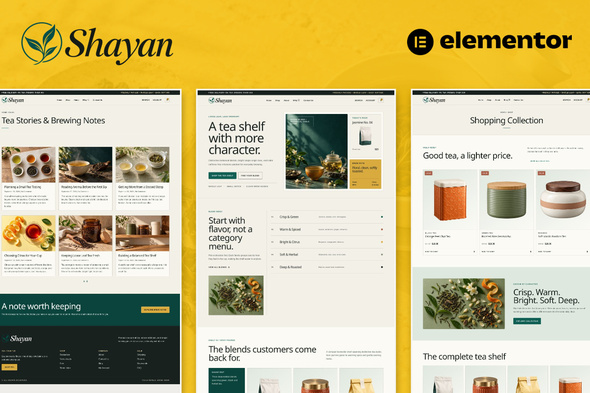 Shayan  – Tea & Herbal Drink Shop eCommerce Elementor Pro Template Kit