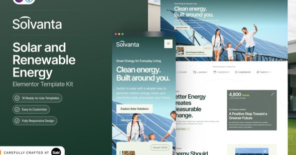 Solvanta  – Solar & Renewable Energy Elementor Template Kit