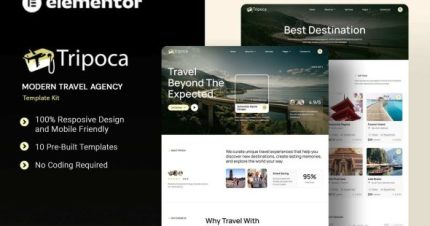 Tripoca - Modern Travel Agency Elementor Template Kit