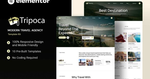 Tripoca  – Modern Travel Agency Elementor Template Kit